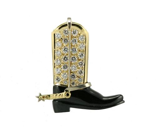 Black Jade Western Boot with Diamonds