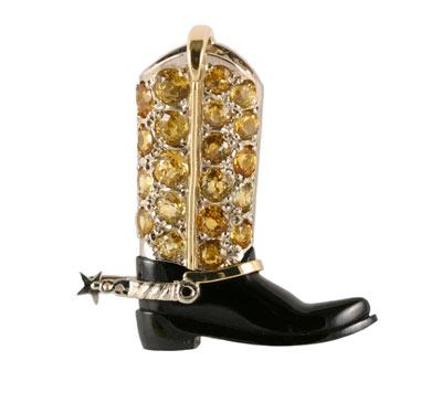 Black Jade Western Boot with Sapphires